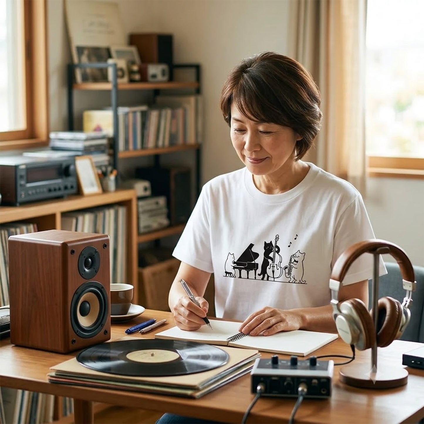 猫ジャズバンド 猫Tシャツ ｜音楽好きに人気