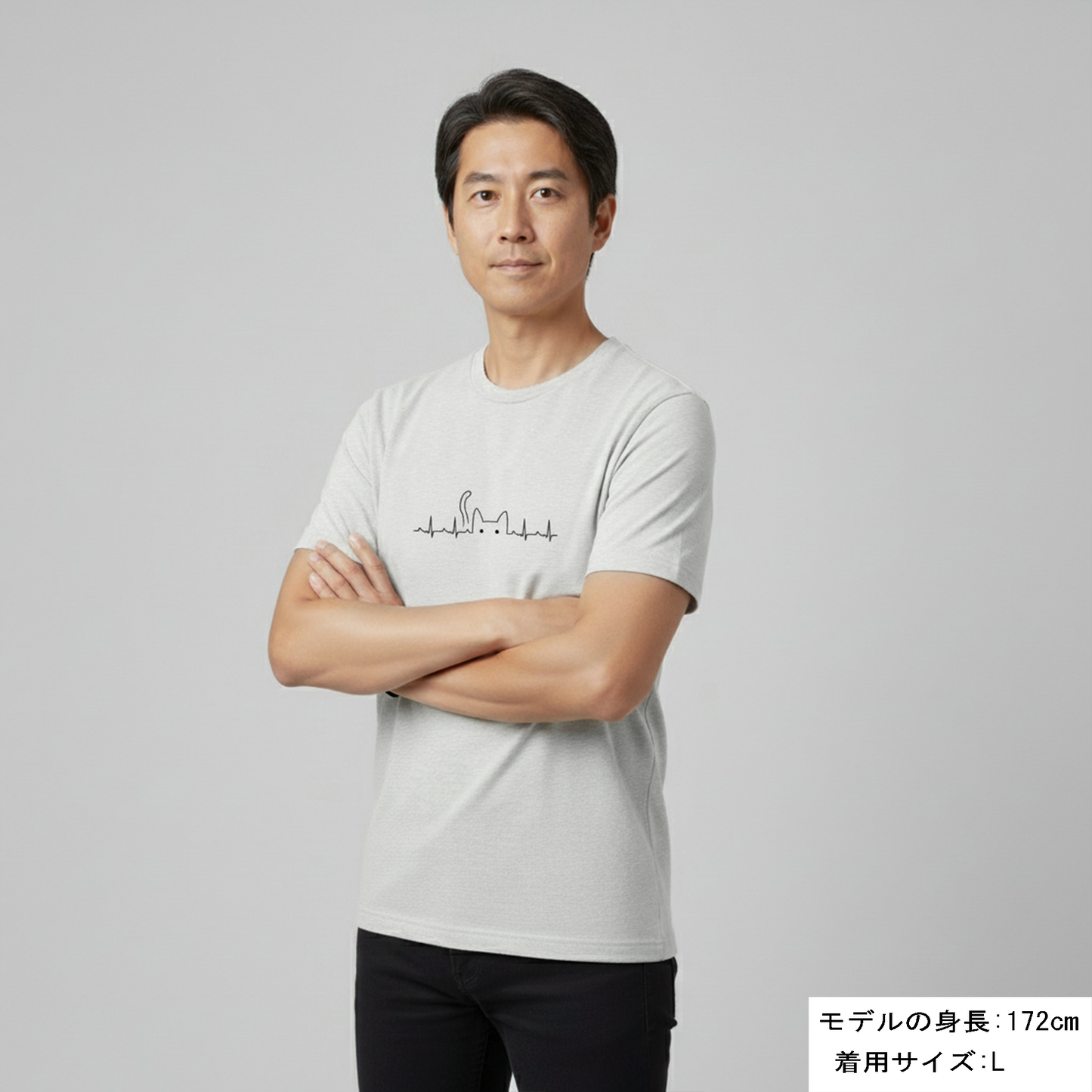 猫tシャツ ねこ 猫イラスト おもしろ tシャツ かわいい ハートビート 心電図｜アダルト&キッズサイズ