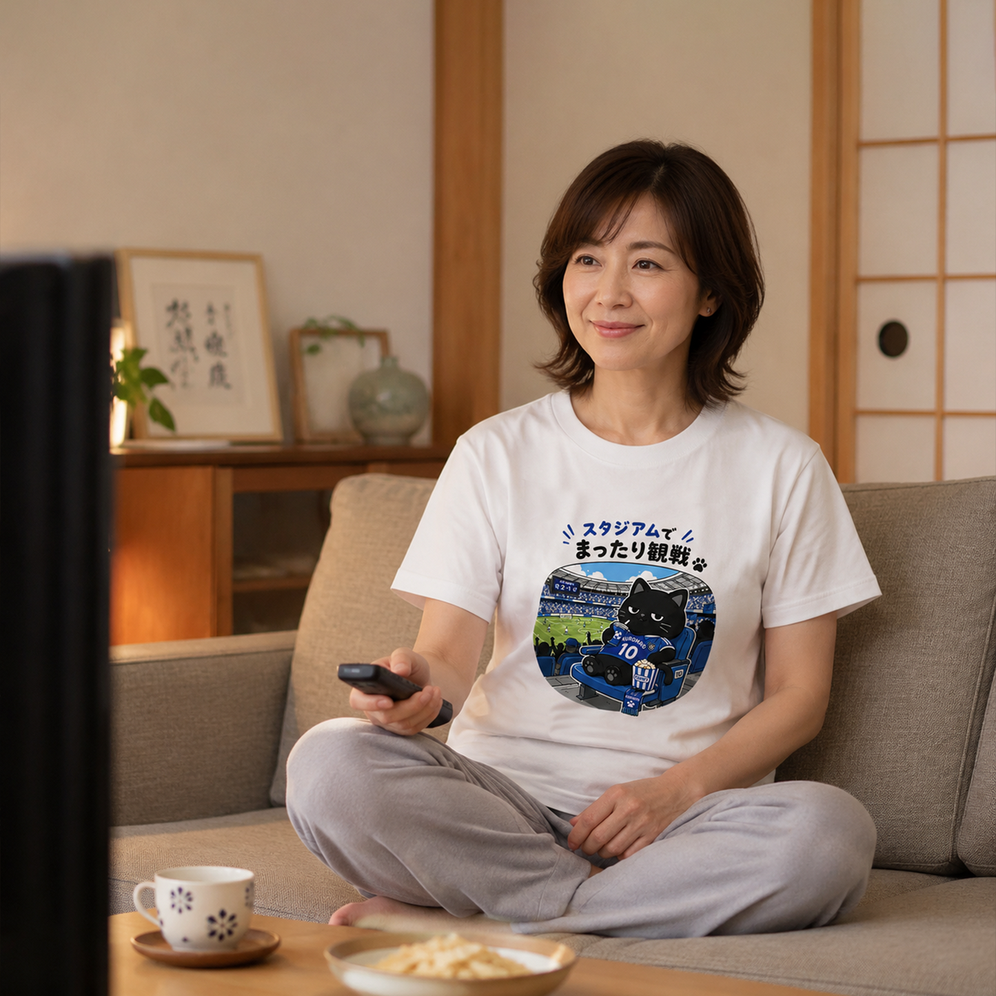 くろまるTシャツ｜スタジアムでまったり観戦｜ワールドカップ応援デザイン