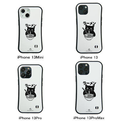 ケース ねこ 猫イラストラーメン黒 スマホ ケース iPhone8, SE2, SE3 ~ ケースiPhone17シリーズ