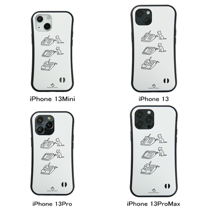 ケース ねこ 猫イラスト電話猫 スマホ ケース iPhone8, SE2, SE3 ~ ケース iPhone16シリーズ