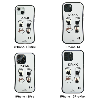 ケース ねこ 猫イラスト 猫ドリンク  スマホ ケース iPhone8, SE2, SE3 ~ ケース iPhone16シリーズ