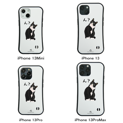 ケース ねこ 猫イラスト ハチワレ猫 ん？  スマホ ケース iPhone8, SE2, SE3 ~ ケース iPhone16シリーズ