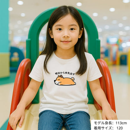 犬 tシャツ 犬イラスト 柴犬 明日から本気出す ｜アダルト&キッズサイズ