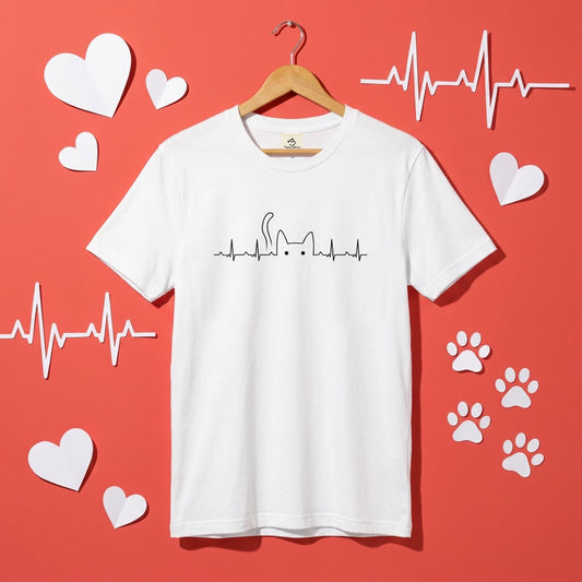 ハートビート 猫Tシャツ ｜かわいい猫デザイン