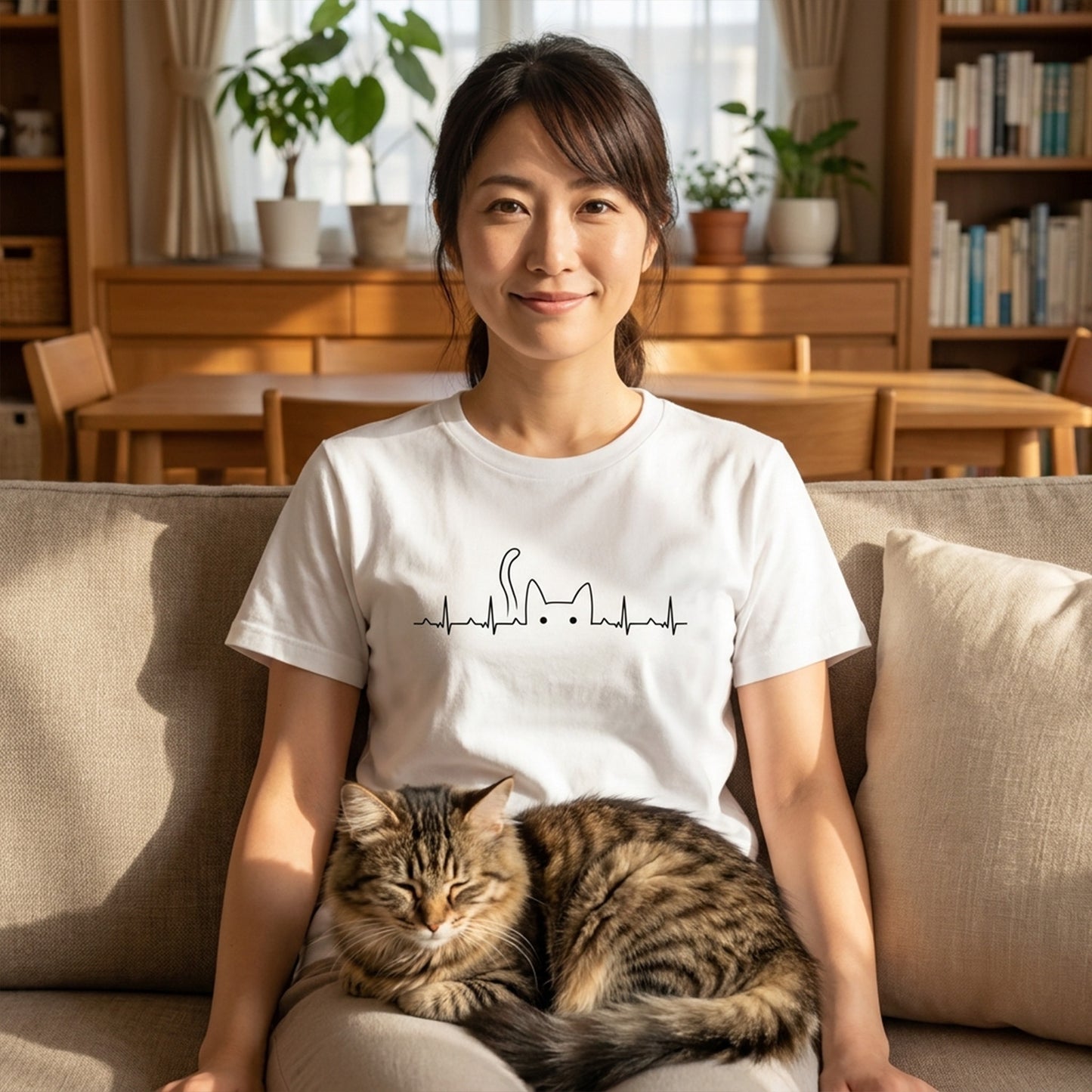 ハートビート 猫Tシャツ ｜かわいい猫デザイン