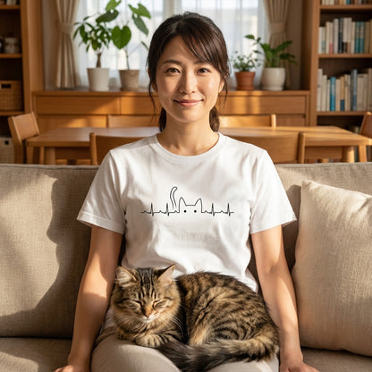ハートビート 猫Tシャツ ｜かわいい猫デザイン