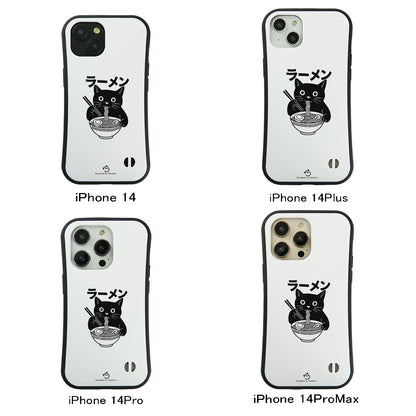 ケース ねこ 猫イラストラーメン黒 スマホ ケース iPhone8, SE2, SE3 ~ ケースiPhone17シリーズ