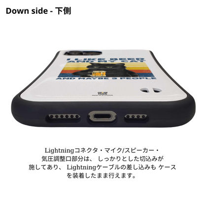 ケース ねこ 猫イラスト I LIKE BEER AND MY CAT スマホ ケース iPhone8, SE2, SE3 ~ ケース iPhone16シリーズ
