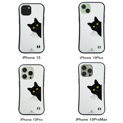 ケース ねこ 猫イラスト覗き見する猫   スマホ ケース iPhone8, SE2, SE3 ~ ケース iPhone16シリーズ