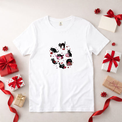 【バレンタイン・ホワイトデーにオススメ】猫tシャツ ねこ 可愛い猫イラスト｜アダルト&キッズサイズ