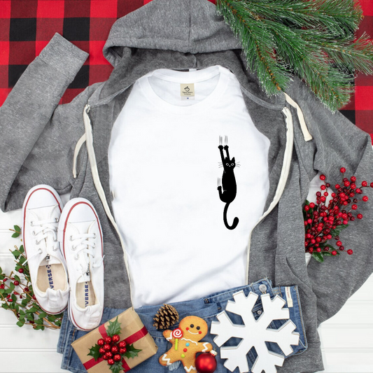 猫tシャツ ねこ 猫イラスト 可愛い 引っ掻く猫|アダルト&キッズサイズ.