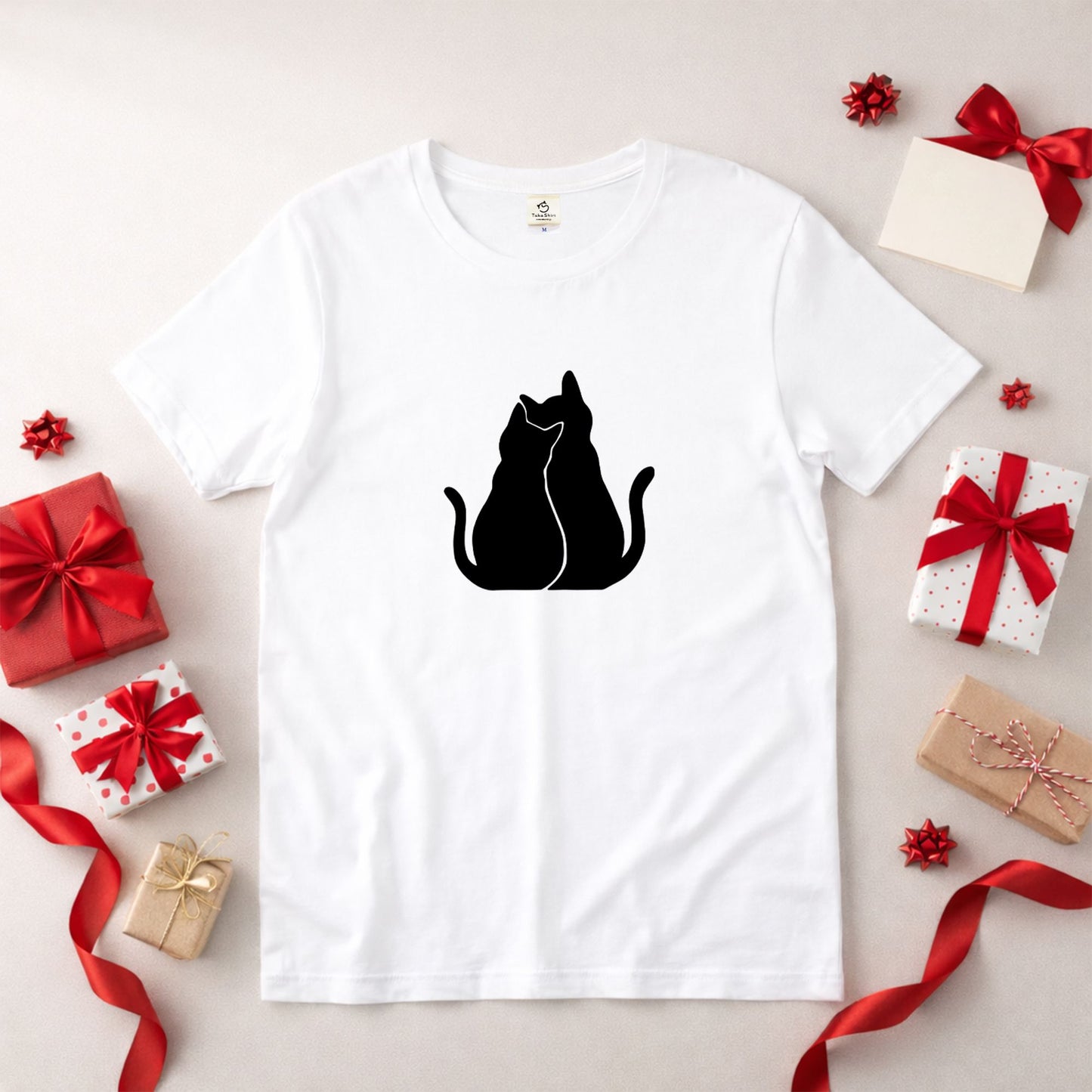 【バレンタイン・ホワイトデーにオススメ】猫tシャツ ねこ 猫イラスト猫｜アダルト&キッズサイズ