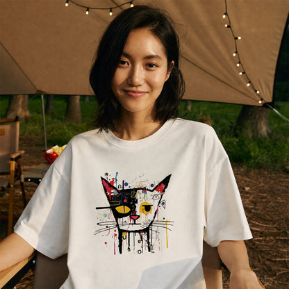 アブストラクト猫アート Tシャツ ｜ 猫好き・おしゃれ好きに人気