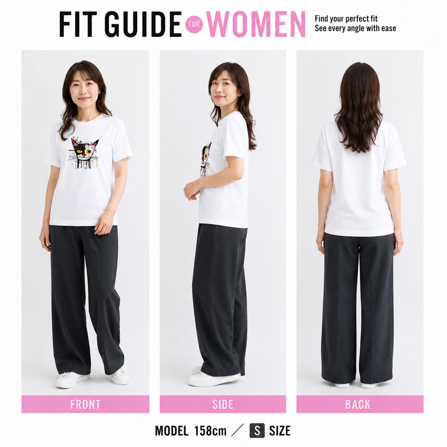 アブストラクト猫アート Tシャツ ｜ 猫好き・おしゃれ好きに人気