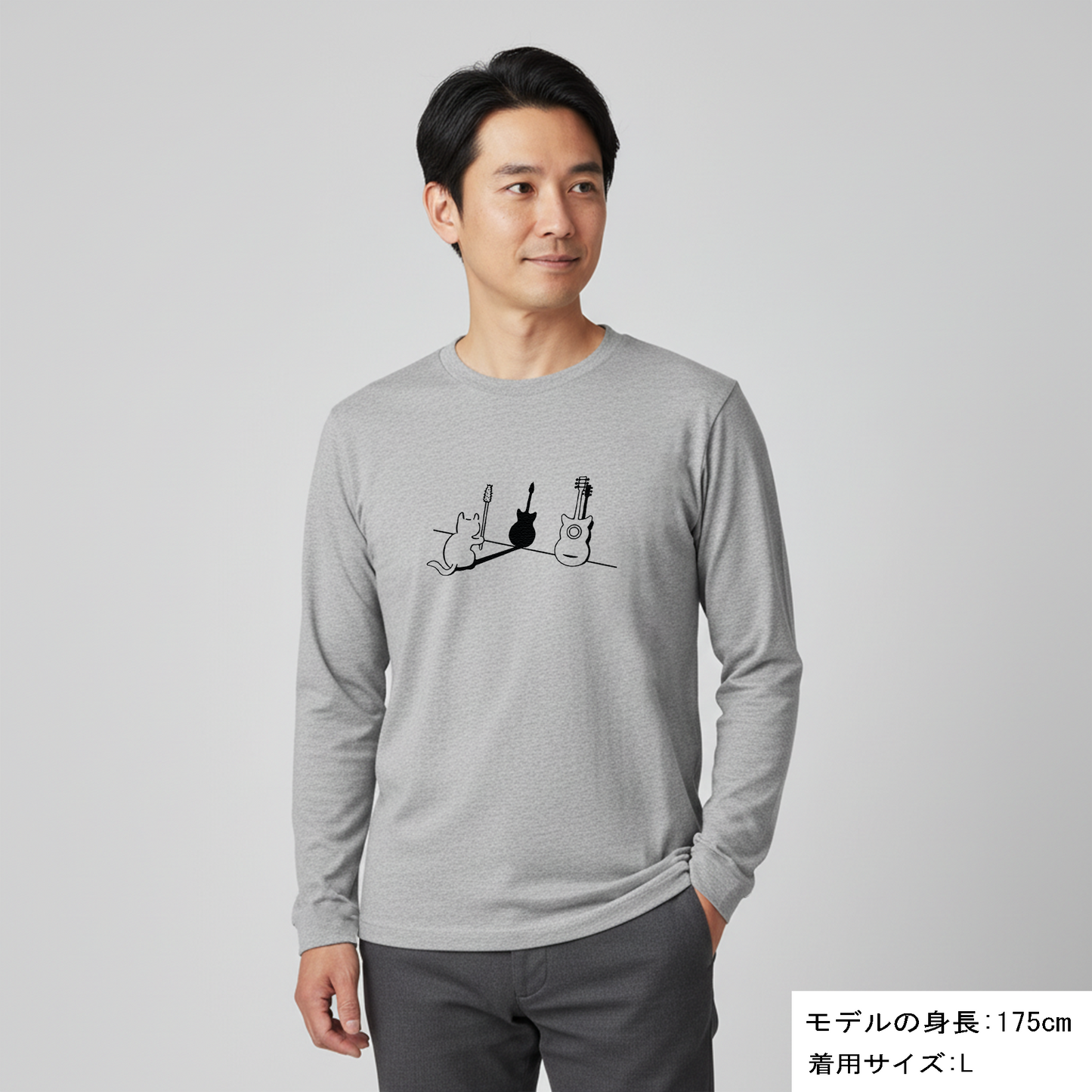 猫 ロン t 猫 長袖 t シャツ ねこ 猫イラスト 猫ギター