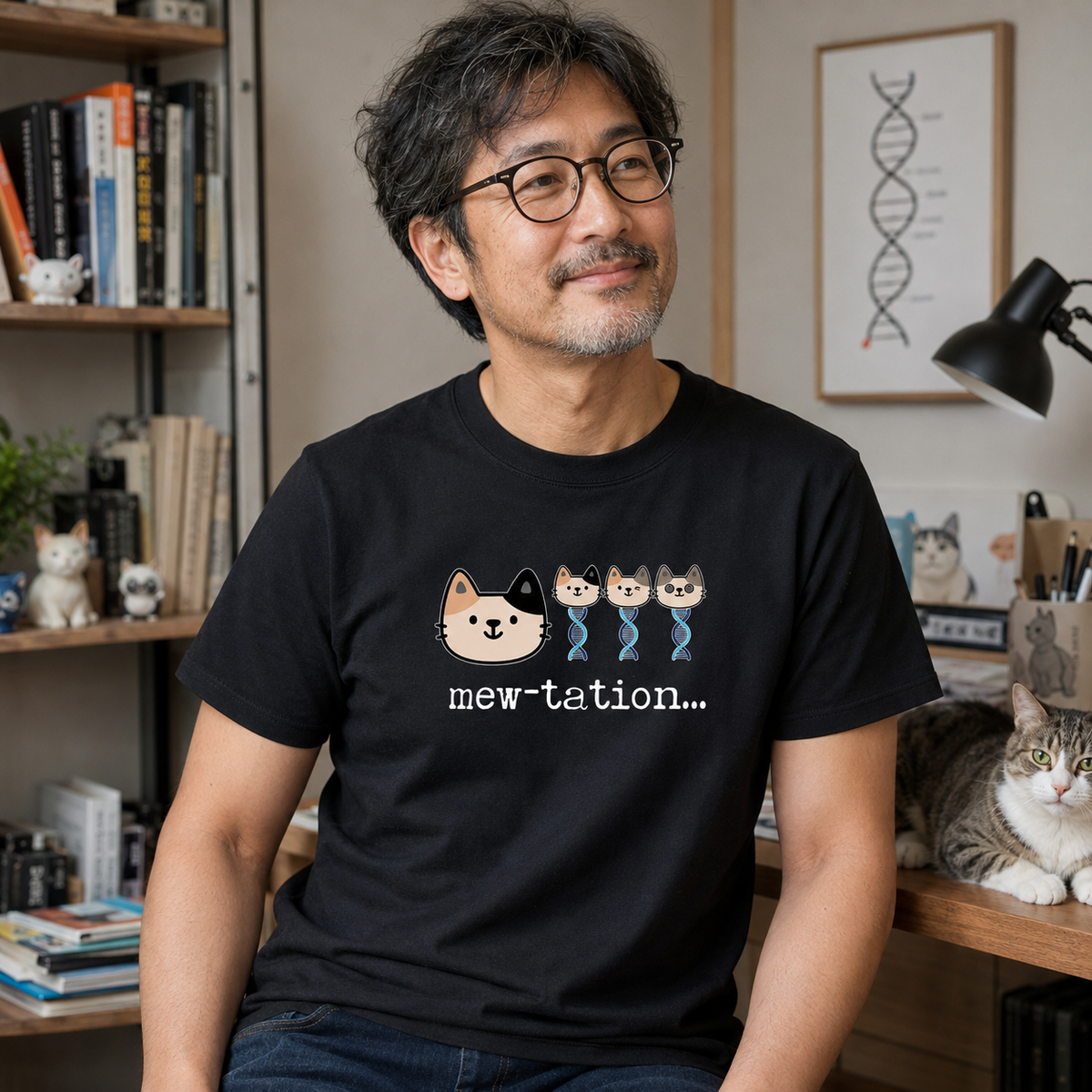 ミュウテーション猫 DNA Tシャツ ｜ 猫好き・理系に人気