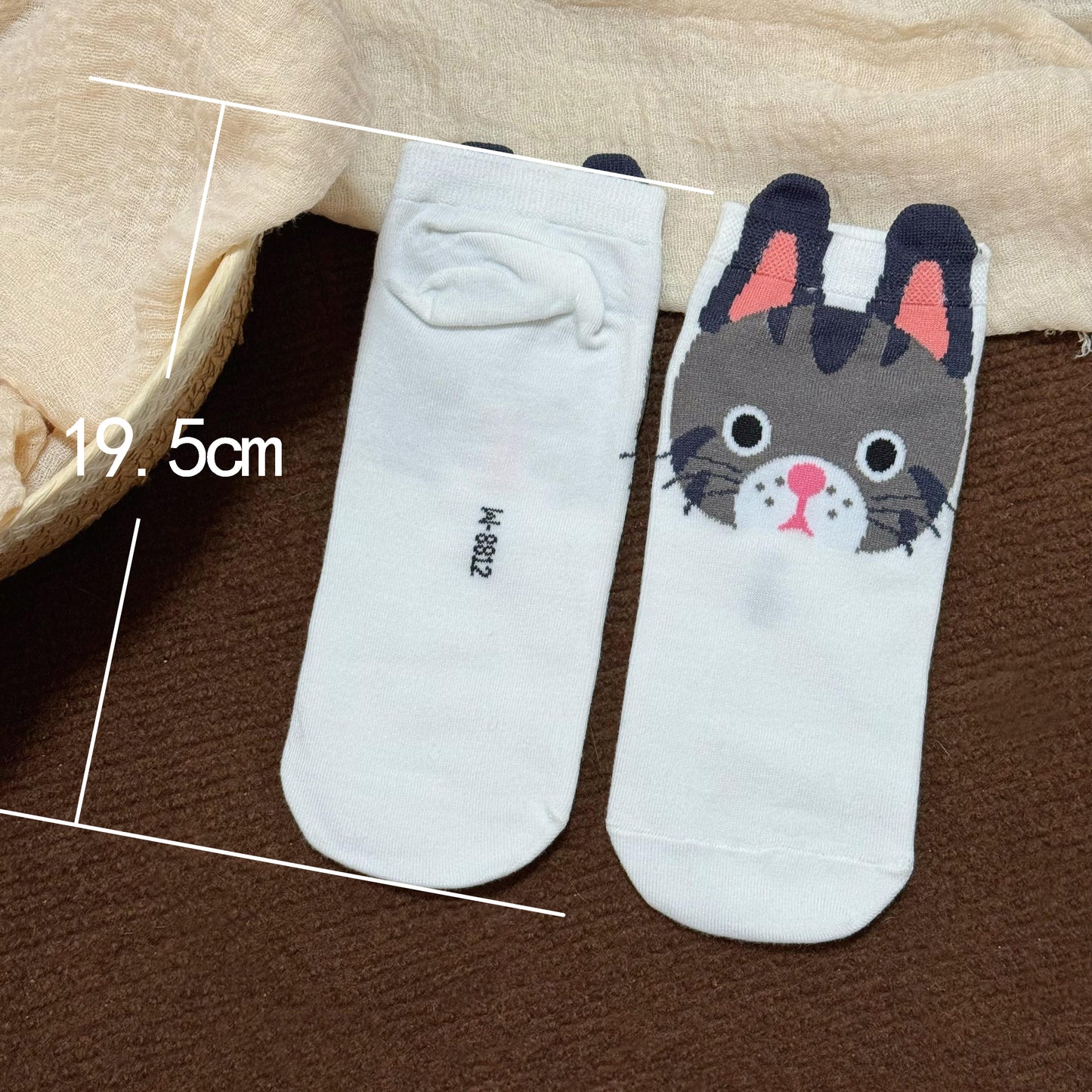 猫靴下 5足組 5種カラーセット  猫顔ソックス 可愛いにゃんこソック 22～25ｃｍ (割引クーポン対象外)