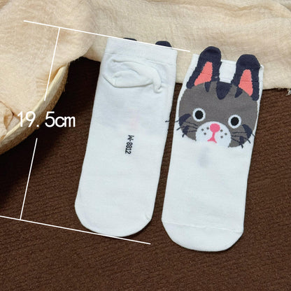 猫靴下 5足組 5種カラーセット  猫顔ソックス 可愛いにゃんこソック 22～25ｃｍ (割引クーポン対象外)