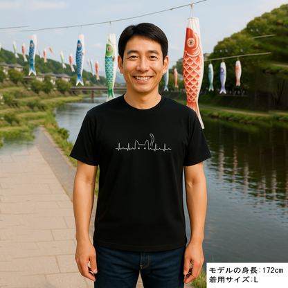 猫tシャツ ドライTシャツ シルキータッチTシャツ ねこ 猫イラスト おもしろ tシャツ ハートビート 心電図