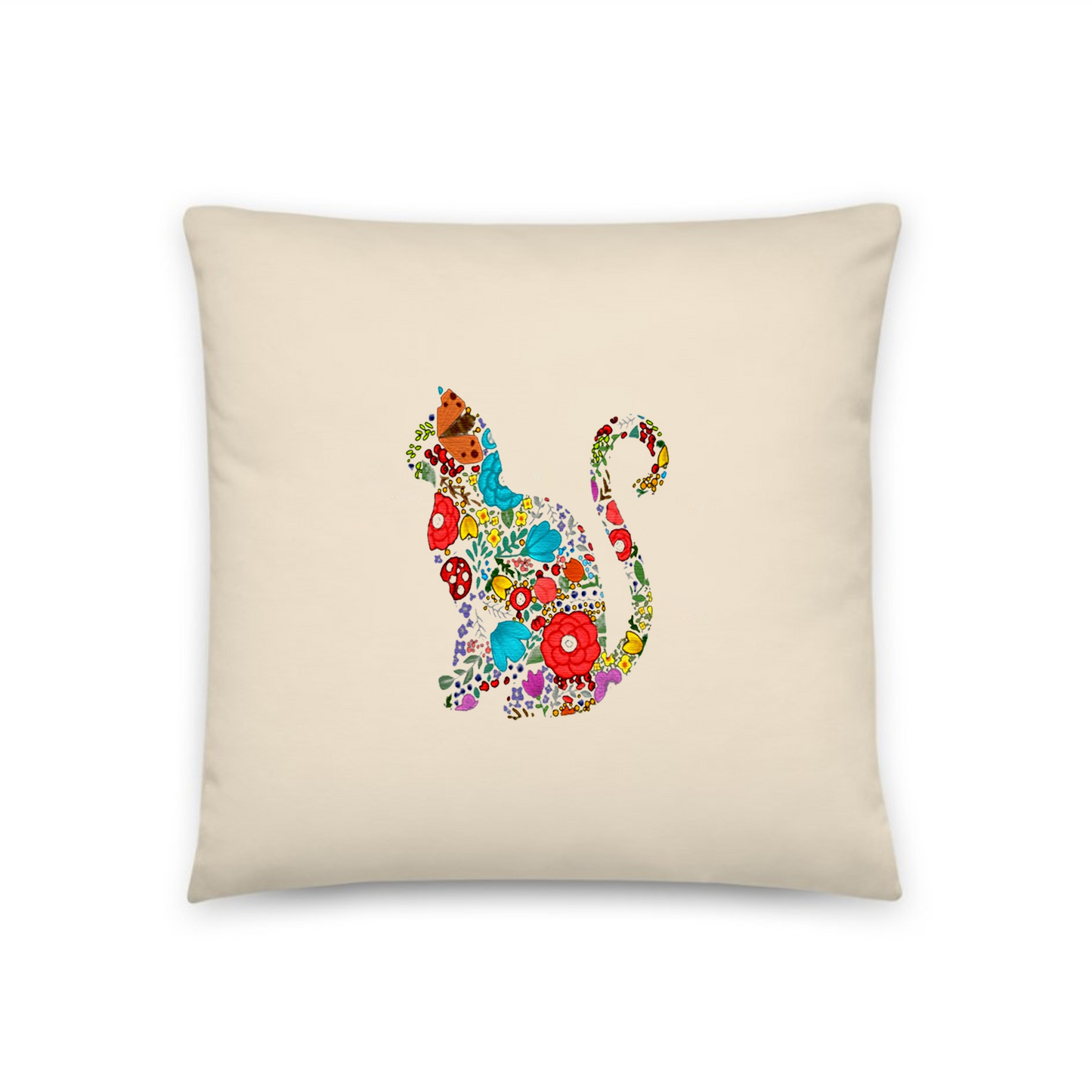 猫クッション カバー  45x45cm クッション カバー FLOWER CAT