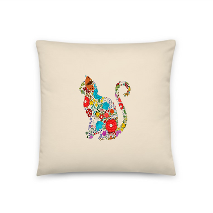 猫クッション カバー  45x45cm クッション カバー FLOWER CAT