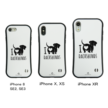 ケース いぬ 犬 イラスト ダックスフンドが大好き I Love Dachshunds スマホ ケース iPhone8, SE2, SE3 ~ ケース iPhone16シリーズ