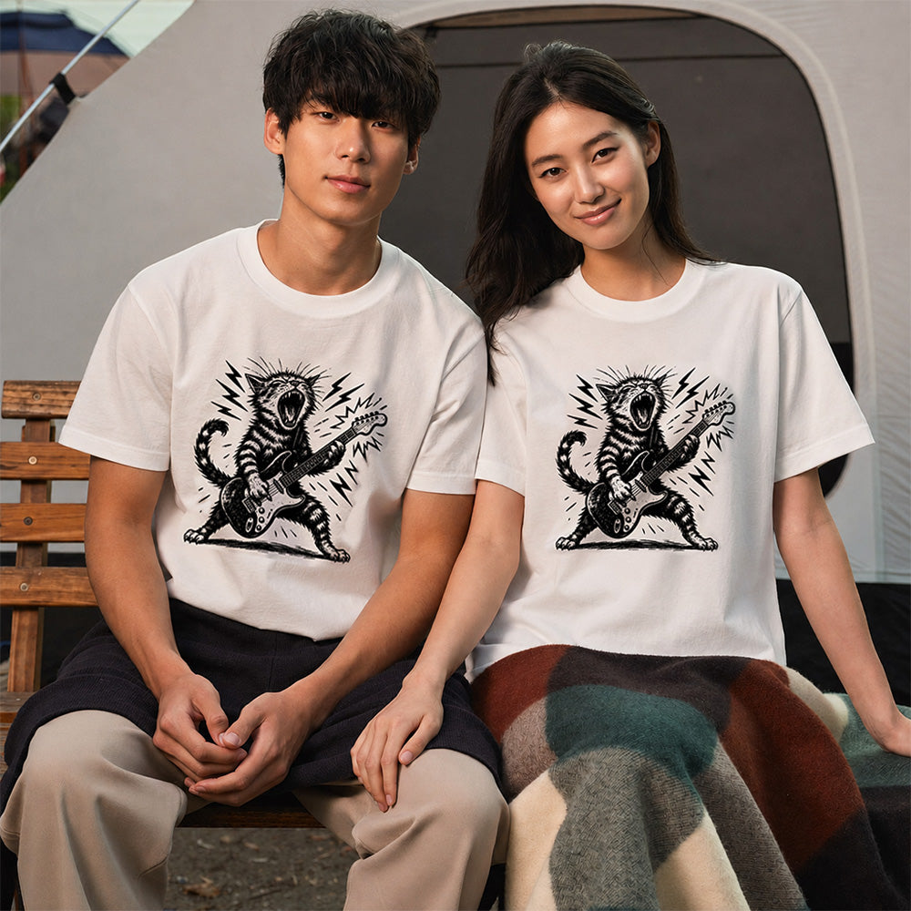 ロック猫ギター Tシャツ | 音楽好きに人気