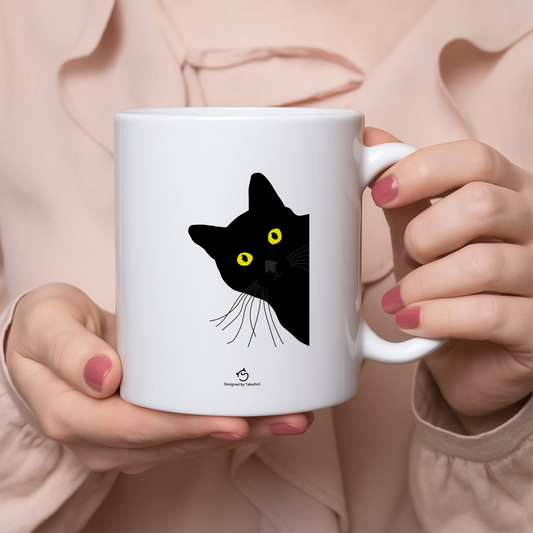 マグカップ 猫イラスト 覗き見する猫｜猫好きにおすすめの面白い猫グッズ プレゼントにも最適