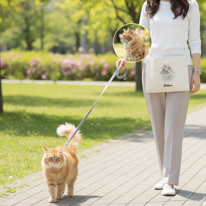名入れ＆写真入れ｜うちの子 アート写真プリント サコッシュ（キャンバス）｜猫/犬ギフト｜ナチュラル/ライトグレー対応