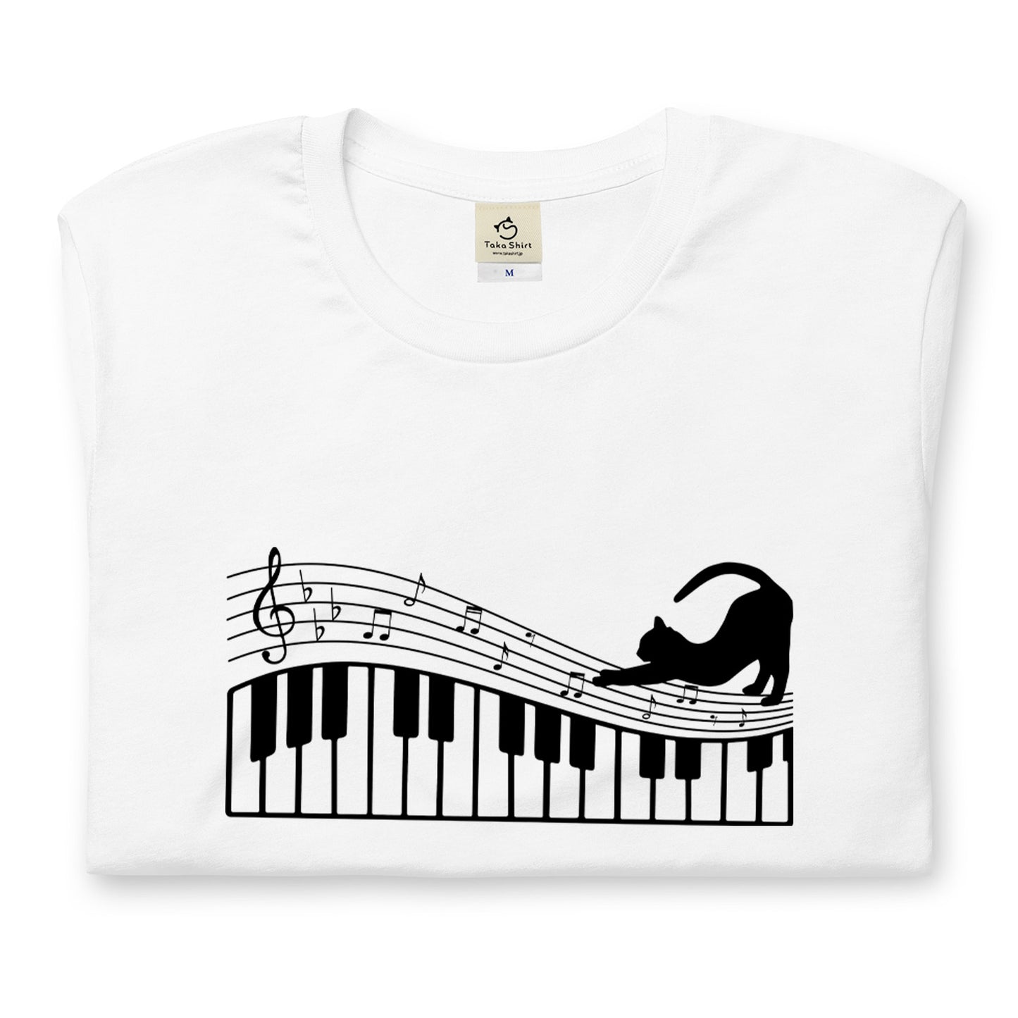 猫ピアノTシャツ｜音楽好きに人気