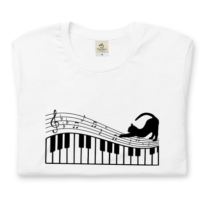 猫ピアノTシャツ｜音楽好きに人気