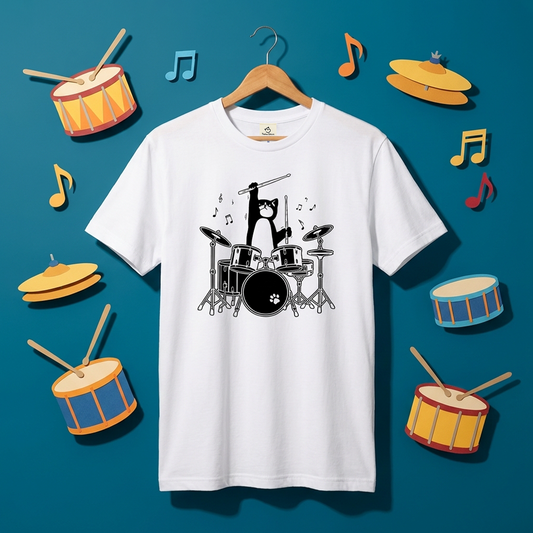 猫ドラム 猫Tシャツ｜音楽好きに人気