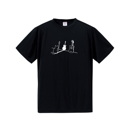 猫tシャツ ドライTシャツ シルキータッチTシャツ ねこ 猫イラスト おもしろ tシャツ 猫ギター