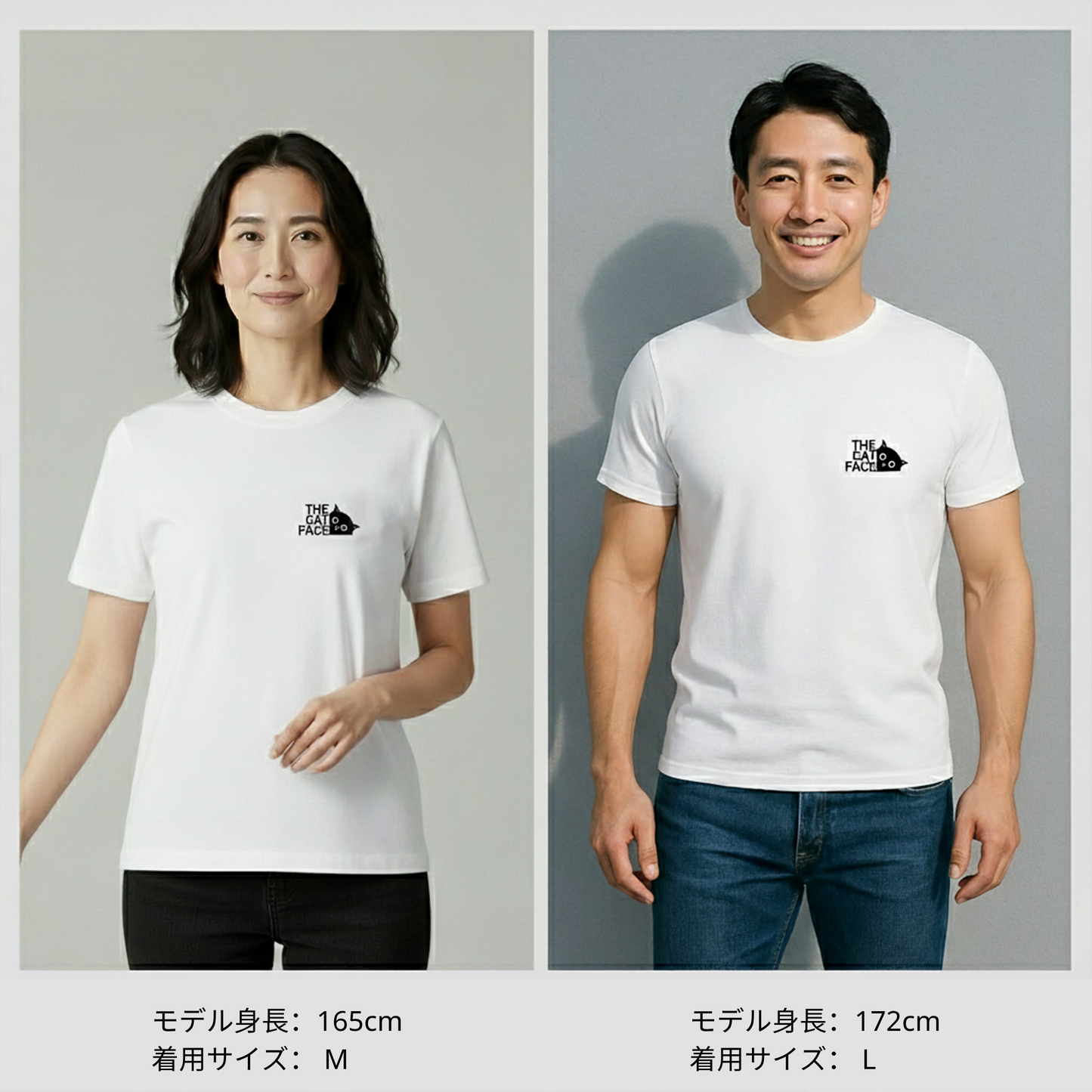 猫tシャツ ねこ 猫イラスト おもしろ tシャツ かわいい THE CAT FACE ワンポイント ｜アダルト&キッズサイズ