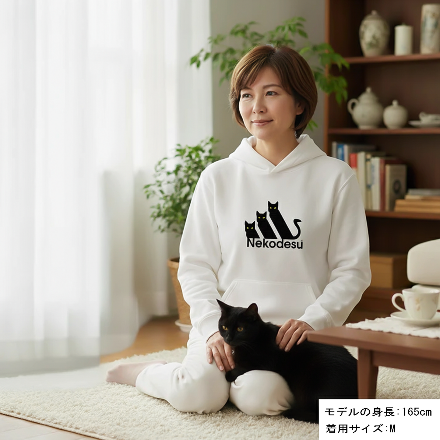 猫パーカー Nekodesu｜可愛いねこイラスト｜キッズ＆大人サイズ｜ギフトに最適 - Takashirt