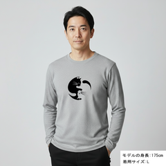 猫 ロン t 猫 長袖 t シャツ ねこ 猫イラスト 陰陽サークル猫