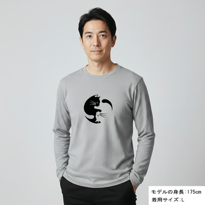 猫 ロン t 猫 長袖 t シャツ ねこ 猫イラスト 陰陽サークル猫