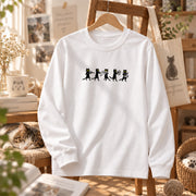 猫 長袖Tシャツ｜黒猫 音楽隊 イラスト｜ねこ ロンT メンズ レディース S-2XL