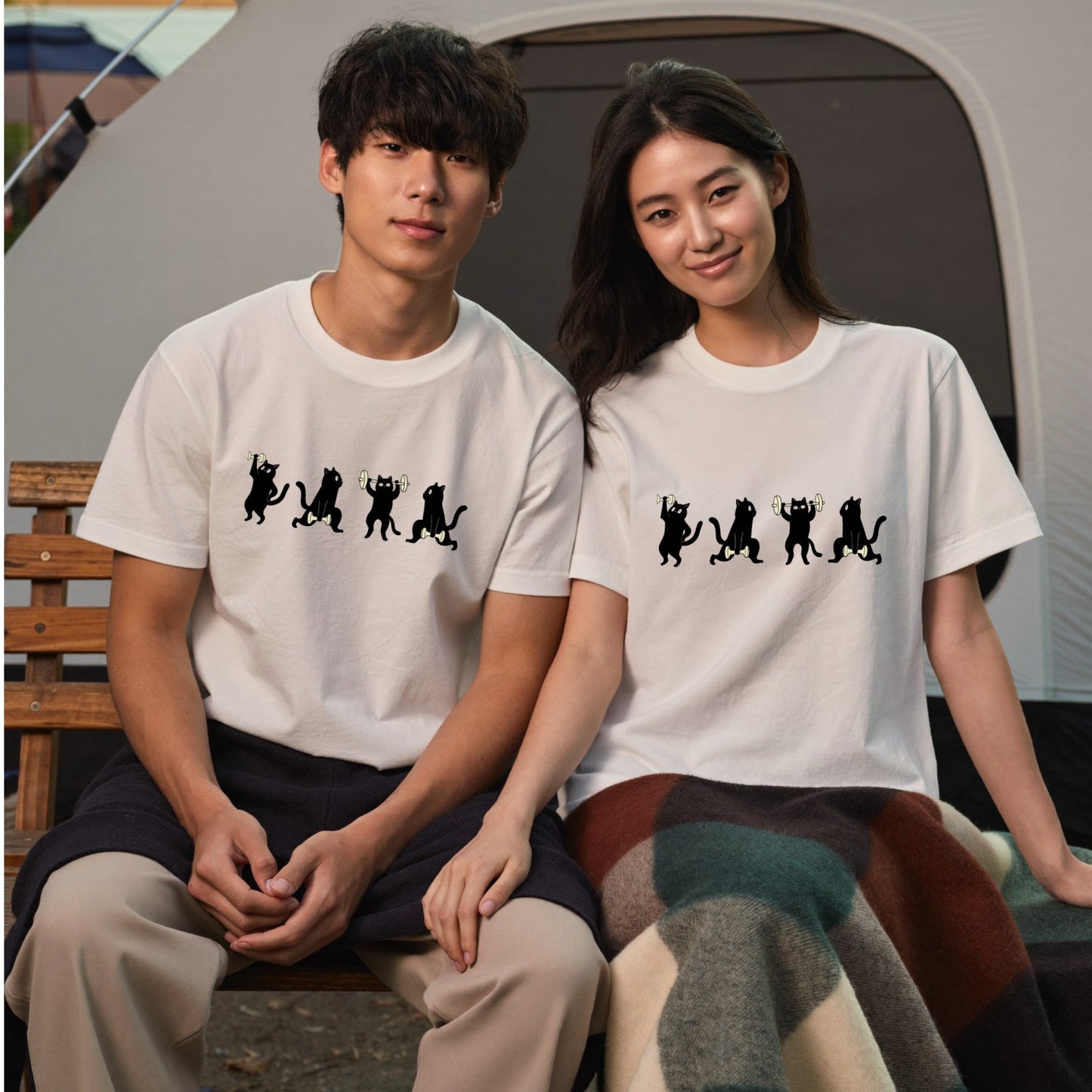 筋トレ黒猫 Tシャツ ｜ 猫好き・ジム好き・トレーニング好きに人気