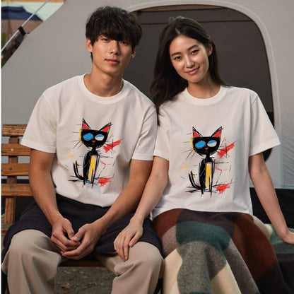 ポップアート黒猫 Tシャツ ｜ 猫好き・おしゃれ好きに人気