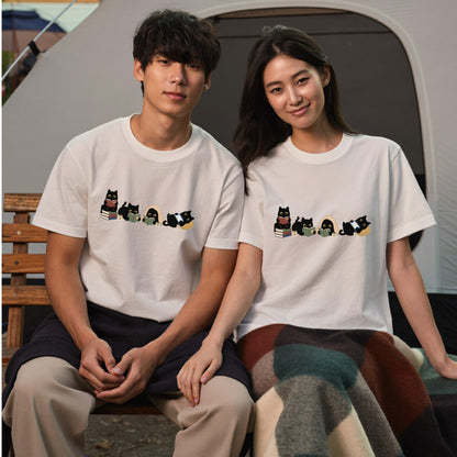 読書黒猫 Tシャツ ｜ 猫好き・読書好き・本好きに人気