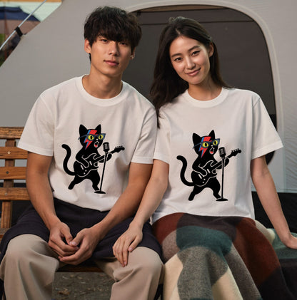ロックスター 黒猫 ギター Tシャツ ｜ 猫好き・音楽好き・ロックに人気