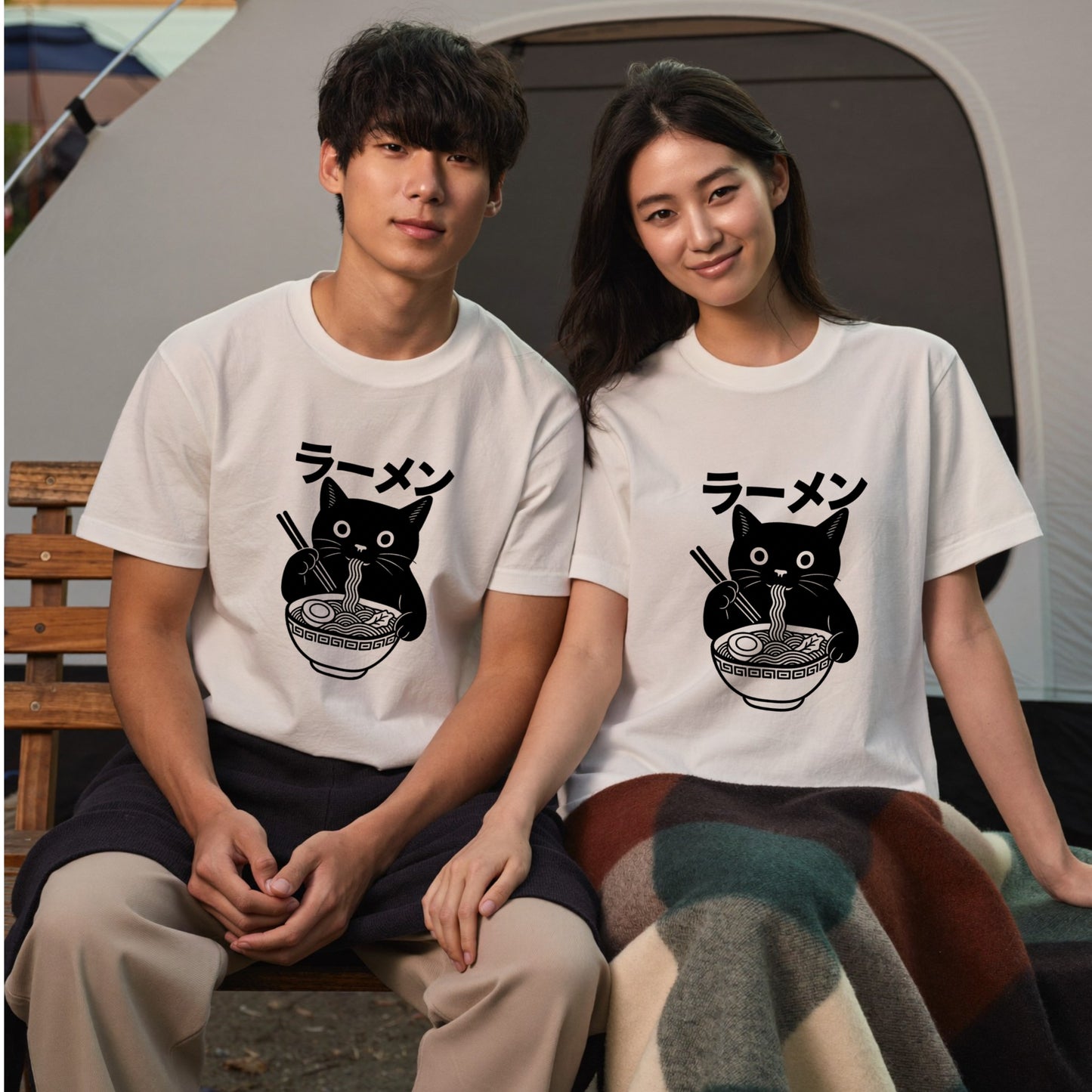 ラーメン黒猫 Tシャツ ｜ 猫好き・ラーメン好きに人気