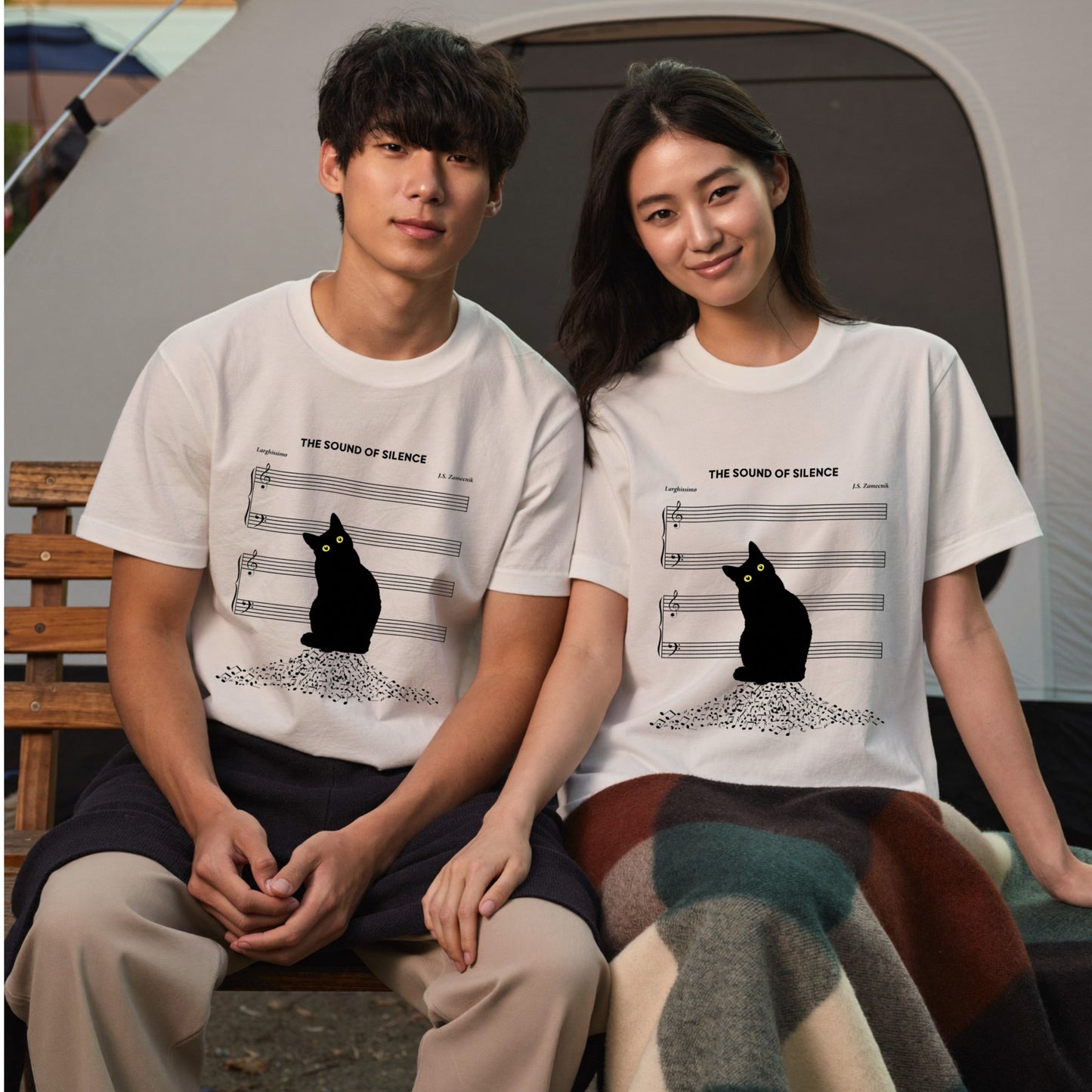The Sound of Silence 黒猫 Tシャツ ｜ 猫好き・音楽好き・おもしろ・シュールに人気