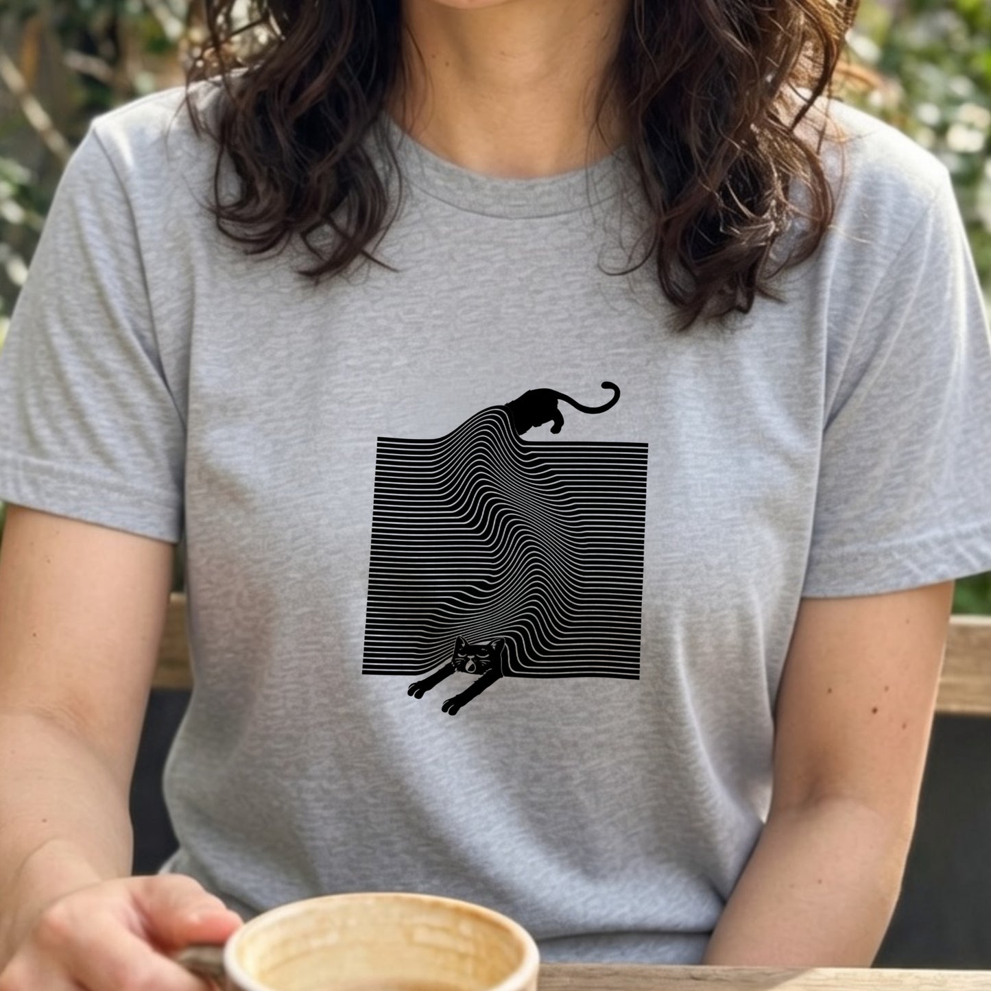 液体猫 オプティカルアート Tシャツ