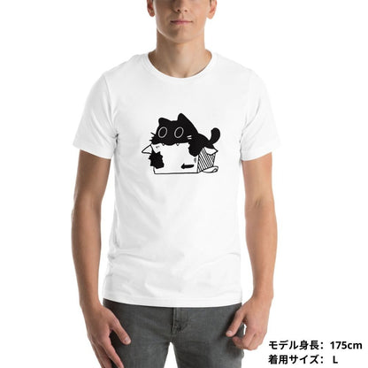 猫tシャツ ねこ 猫イラスト 段ボールが好きな猫｜アダルト&キッズサイズ.