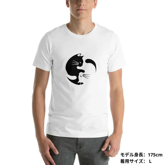 猫tシャツ ねこ 猫イラスト 陰陽サークル猫|アダルト&キッズサイズ.