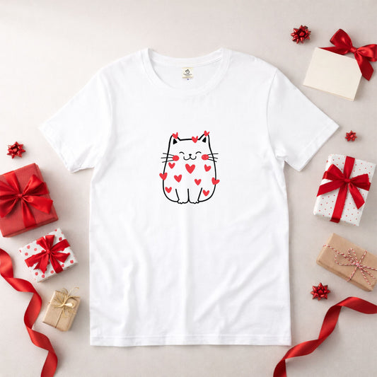 【バレンタイン限定】猫tシャツ ねこ 猫イラスト｜アダルト&キッズサイズ