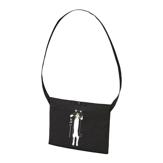 猫イラスト レギュラー キャンバス サコッシュ ハチワレ猫 ながいー